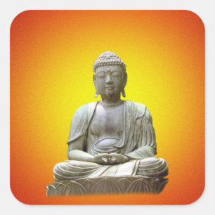 Quadrado Meditando o adesivo Buda