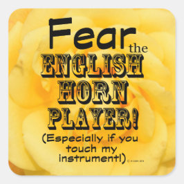 Quadrado Medo do adesivo Inglês do Horn Player Square