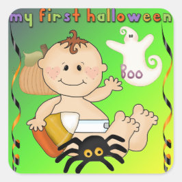 Quadrado Meu primeiro adesivo de Halloween