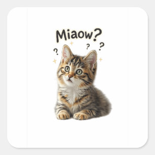 Quadrado Miaow? Adesivo de Gato Engraçado para Amantes de