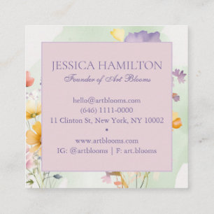 Quadrado Modern Watercolor Floral Florist Cartão de visita