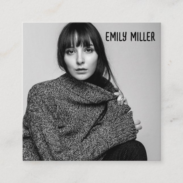 QUADRADO MODERNA FOTO PERSONALIZADA CARTÃO DE VISITA DA QUA (Frente)