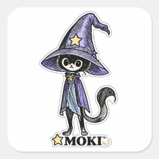 Quadrado MOKI™ | Adesivo de Personagem Original do Gato Mág