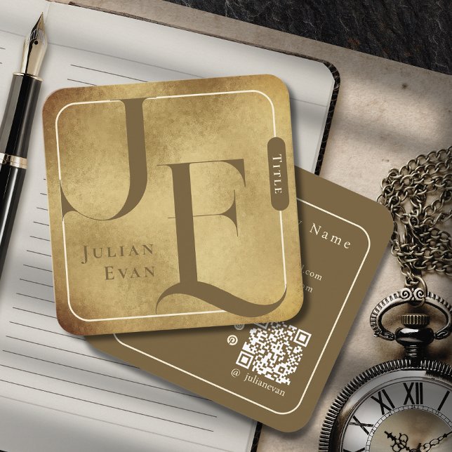 Quadrado Monograma Retroativo - Cartão de visita de quadrad (Criador carregado)