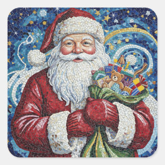 Quadrado Mosaico de Papai Noel Adesivo Artístico