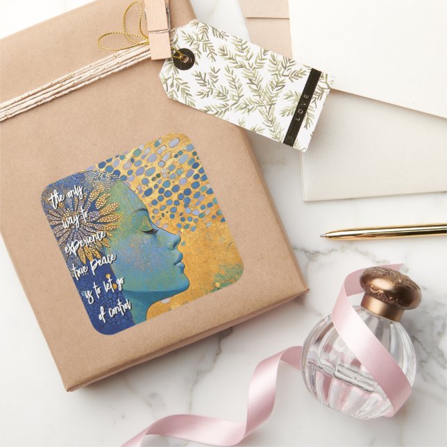 Quadrado Mulher Azul Deixar Ir O Adesivo De Controle (Presentear)