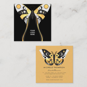 Quadrado Mystical Celestial Dourado Moths Cartão de visita