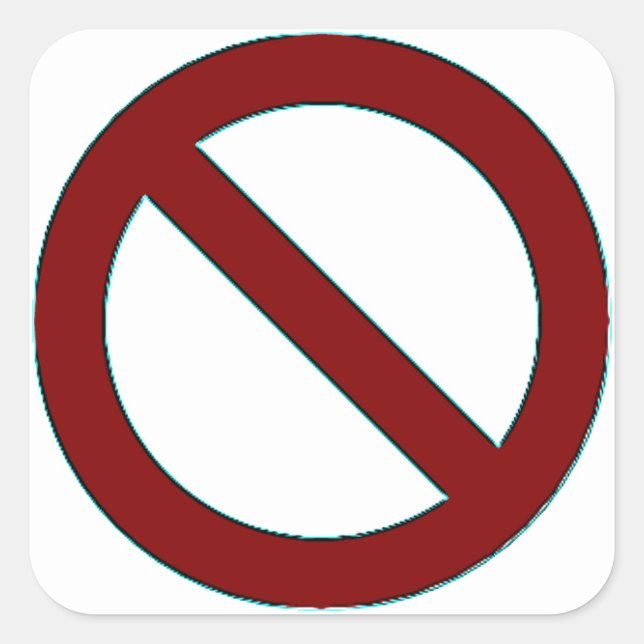 Quadrado NÃO! Adesivo de símbolos (grande) (Frente)