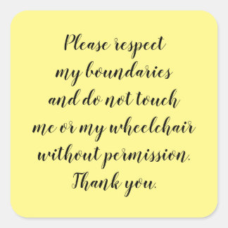 Quadrado Não toque no adesivo da cadeira de rodas