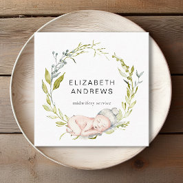 Quadrado Novo Nascer-Eucalyptus-Wreath, cartão de visita mo