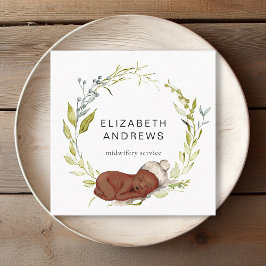 Quadrado Novo Nascer-Eucalyptus-Wreath, cartão de visita mo