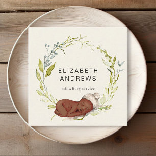 Quadrado Novo Nascer-Eucalyptus-Wreath, cartão de visita mo