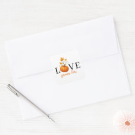 Quadrado O AMOR Cresce Aqui | Adesivo de Outono com Letras