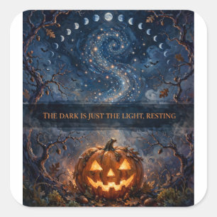 Quadrado O Escuro é Luz em Repouso — Adesivo de Halloween