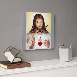 Quadrado "O Relógio de Jesus Moderno com a Arte Inspiradora