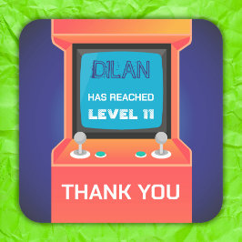 Quadrado Obrigado de jogador de arcada laranja, seu adesivo