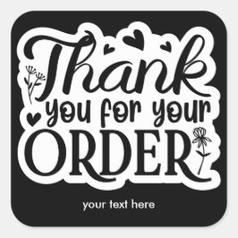 Quadrado Obrigado pelo adesivo do seu pedido