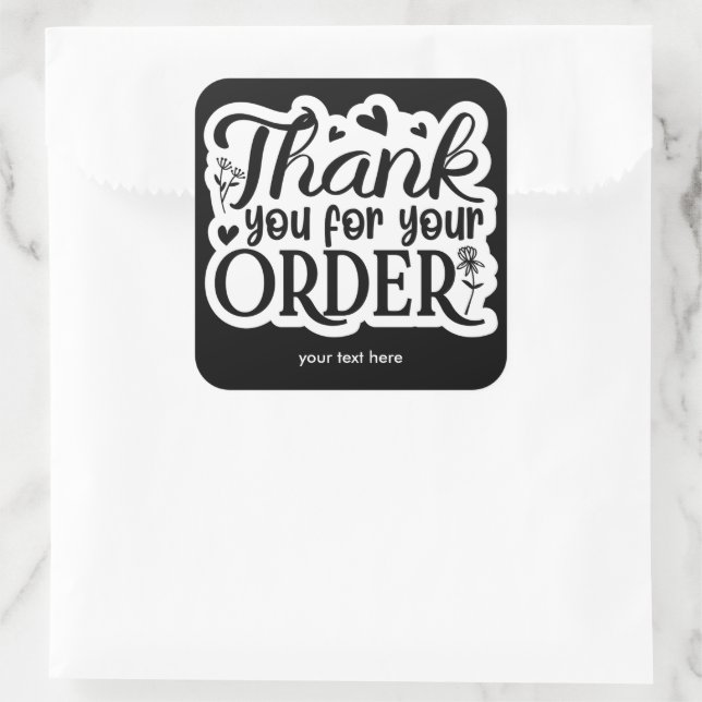 Quadrado Obrigado pelo adesivo do seu pedido (Bolsa)