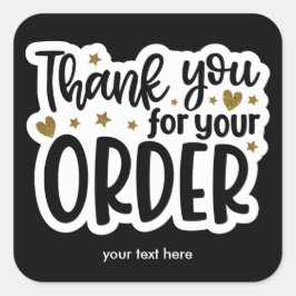 Quadrado Obrigado pelo adesivo do seu pedido