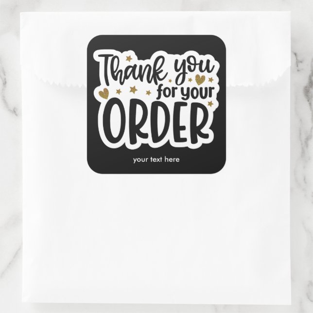 Quadrado Obrigado pelo adesivo do seu pedido (Bolsa)