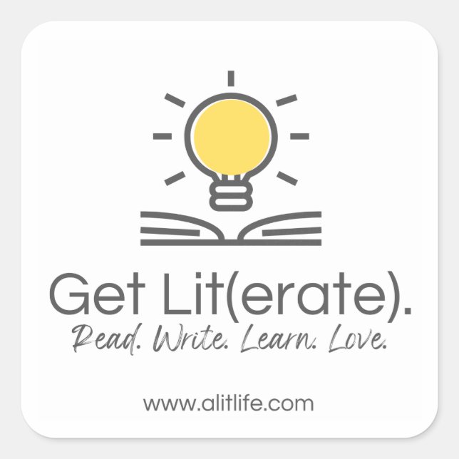 Quadrado Obter Lit(erate). Adesivo (Frente)