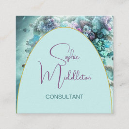 Quadrado Oceano sob o mar Coral QR Cartão de visita