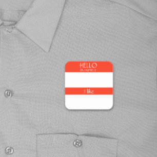 Quadrado Olá Crachá Adesivo Distintivo Diversão de Festa hu