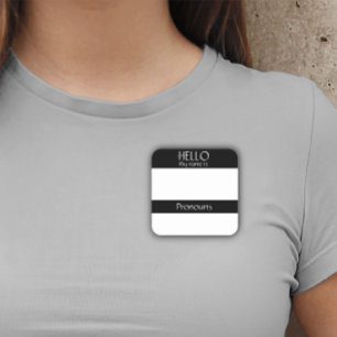 Quadrado Olá Crachá de Nome Adesivo Pronomes são