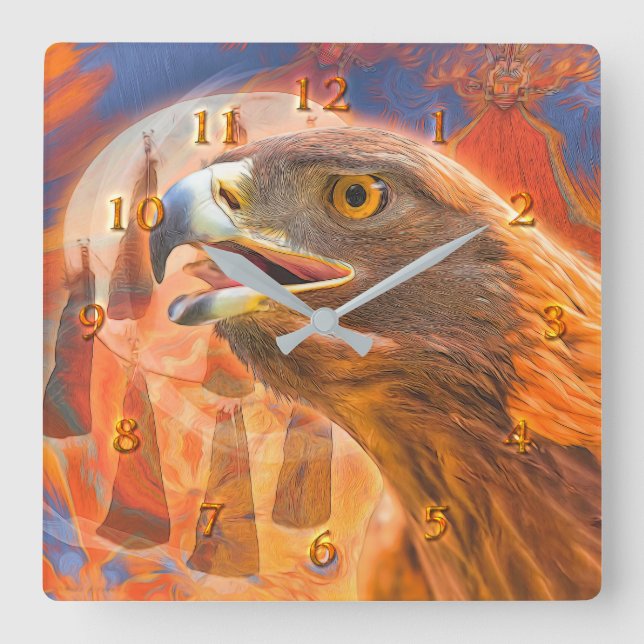 Quadrado OURO EAGLE chamando o relógio de Kachina (Frente)