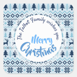 Quadrado Padrão de cervejas azuis CHRISTMAS - adesivo S per