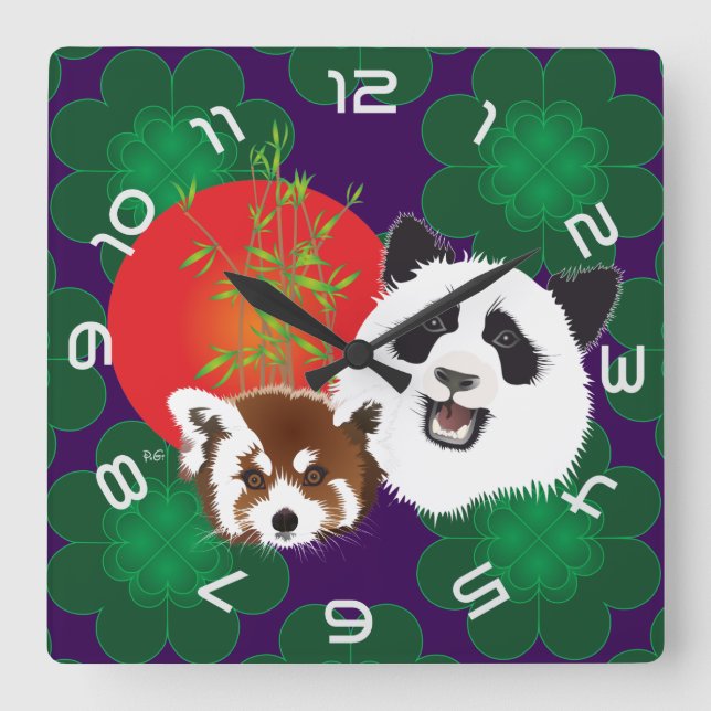 Quadrado Panda encontro relógio (Frente)