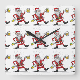 Quadrado "Papai Noel BÊBADO" RELÓGIO