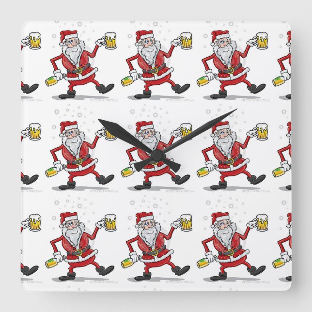 Quadrado "Papai Noel BÊBADO" RELÓGIO (Frente)