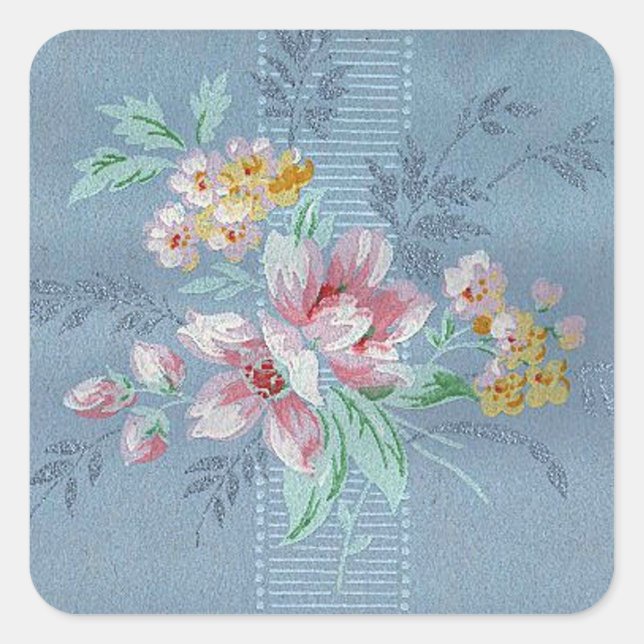 Quadrado Papel de parede azul da vinheta - adesivo (Frente)