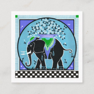 Quadrado Parada Elefante em Aqua Cartão de visita