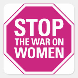 Quadrado Parem com a guerra contra o adesivo feminino
