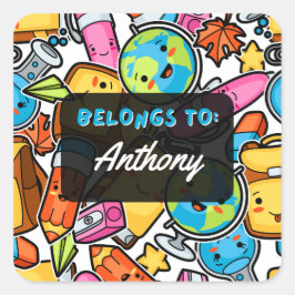 Quadrado Personalizado PERTENCE ao adesivo da escola Kawaii