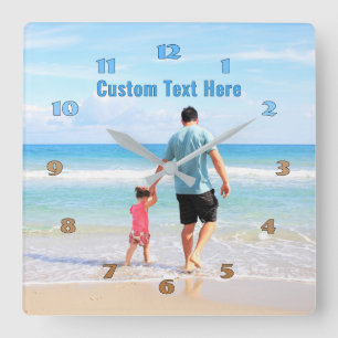 Quadrado Personalizado seu relógio de fotos com texto perso
