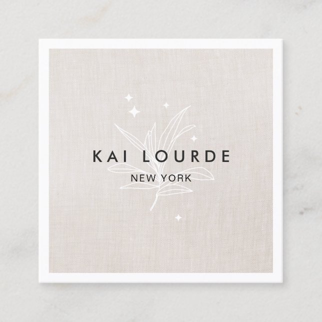 Quadrado Planta deixa Cartão de visita praça beige (Frente)