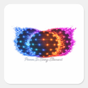 Quadrado Poder em Cada Elemento Adesivo Fogo Água Energia