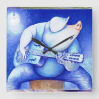 Porco tocando relógio de guitarra