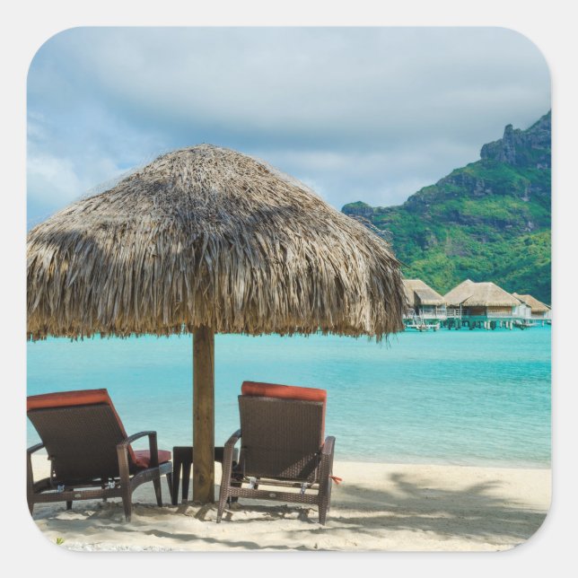 Quadrado Praia do adesivo Bora Bora (Frente)