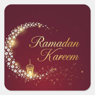 Quadrado Presente de Adesivo Redondo do Ramadan Kareem
