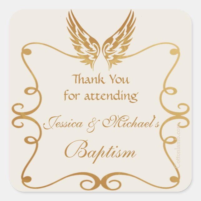 Quadrado Quadro do ouro com adesivo Wings (Frente)