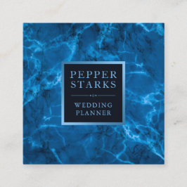Quadrado Quadro metálico azul e mármore| Cartão de visita