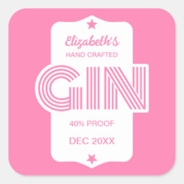 Quadrado Qualquer adesivo de gin personalizado a cores