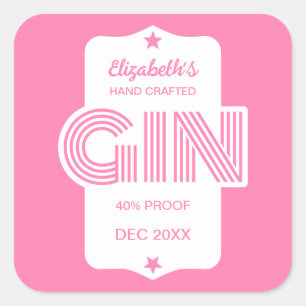 Quadrado Qualquer adesivo de gin personalizado a cores