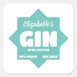 Quadrado Qualquer adesivo de gin personalizado a cores