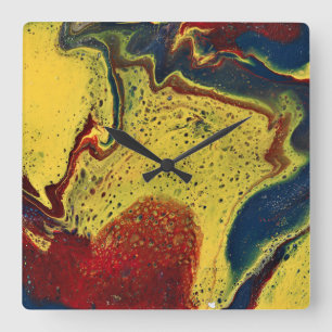 Quadrado Relógio Abstrato Dourado Azul 1 No Início da Manhã
