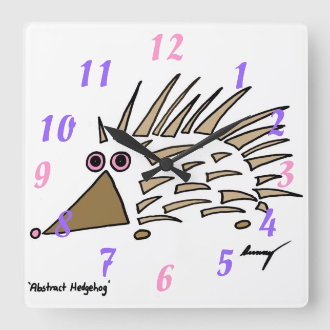 Quadrado Relógio abstrato Hedgehog (Frente)